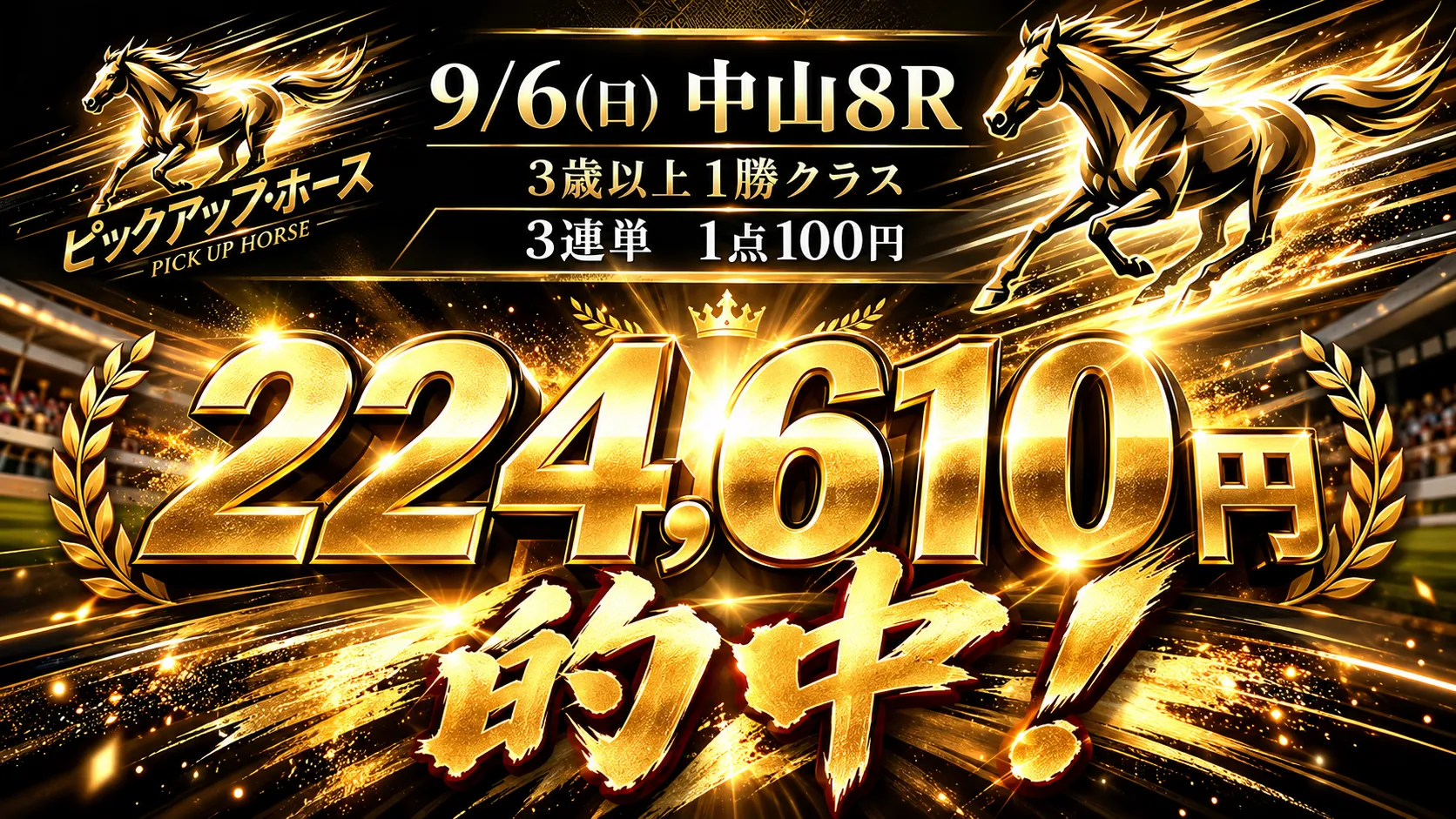 9月6日 中山8R 3連単224,610円的中
